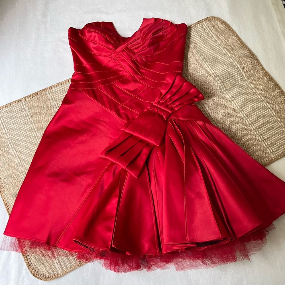 Karen Millen Scarlet Pleated Mini Dress